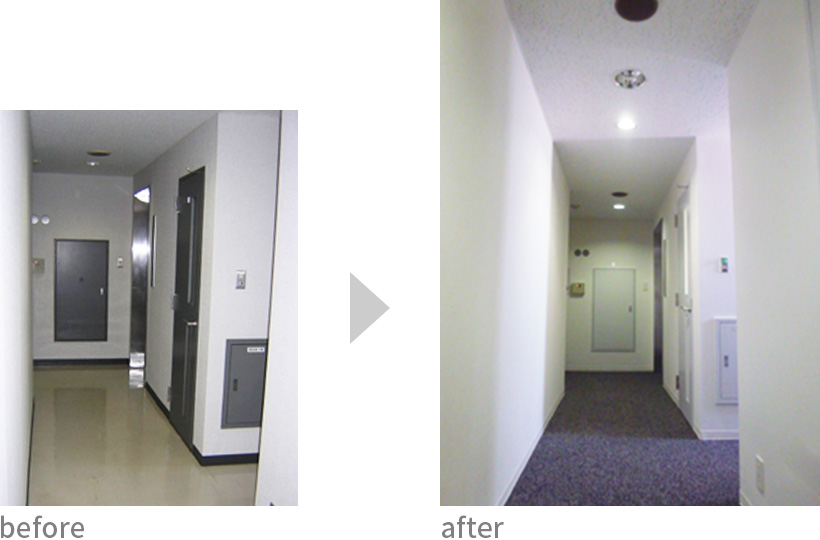 廊下の改装前後