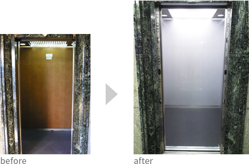 エレベーターの改装前後