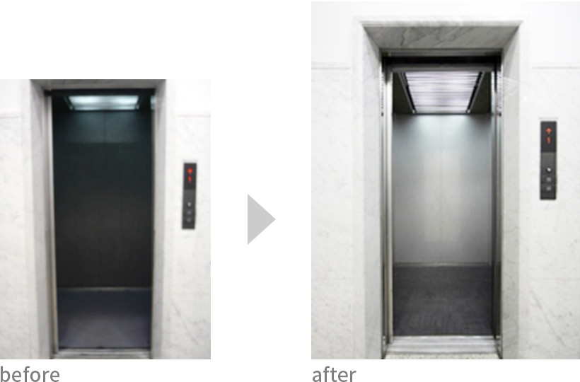 エレベーターの改装前後