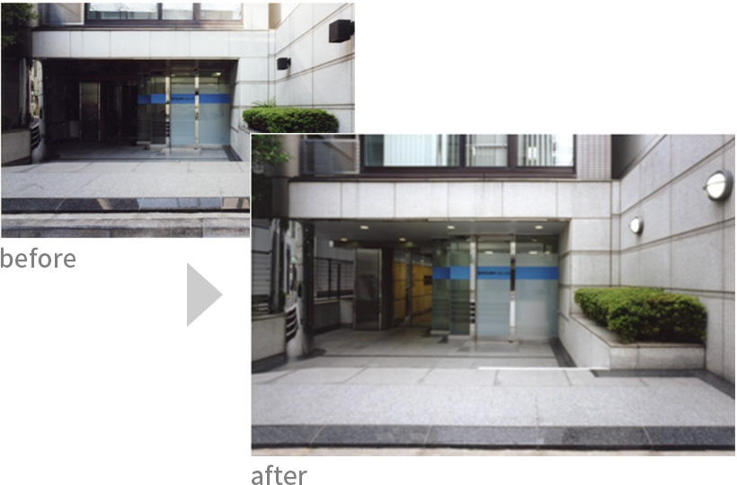 エントランスの改装前後
