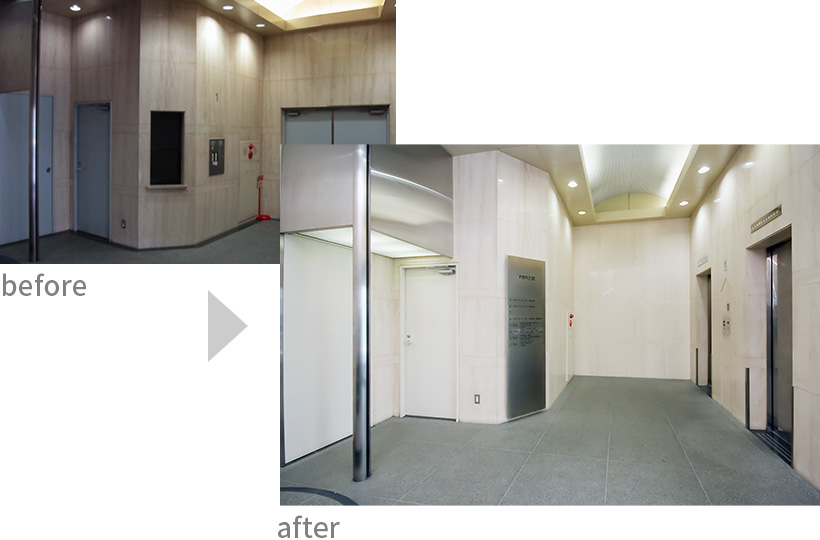 エントランスホールの改装前後