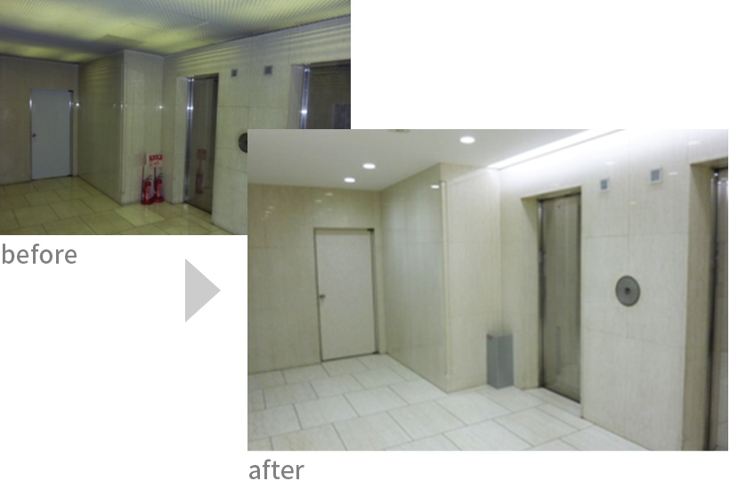 エントランスホールの改装前後