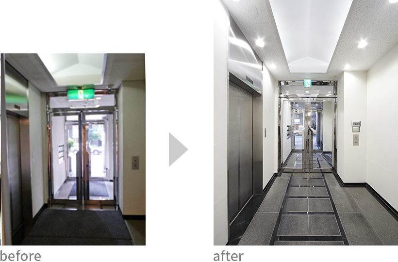 エントランスホールの改装前後