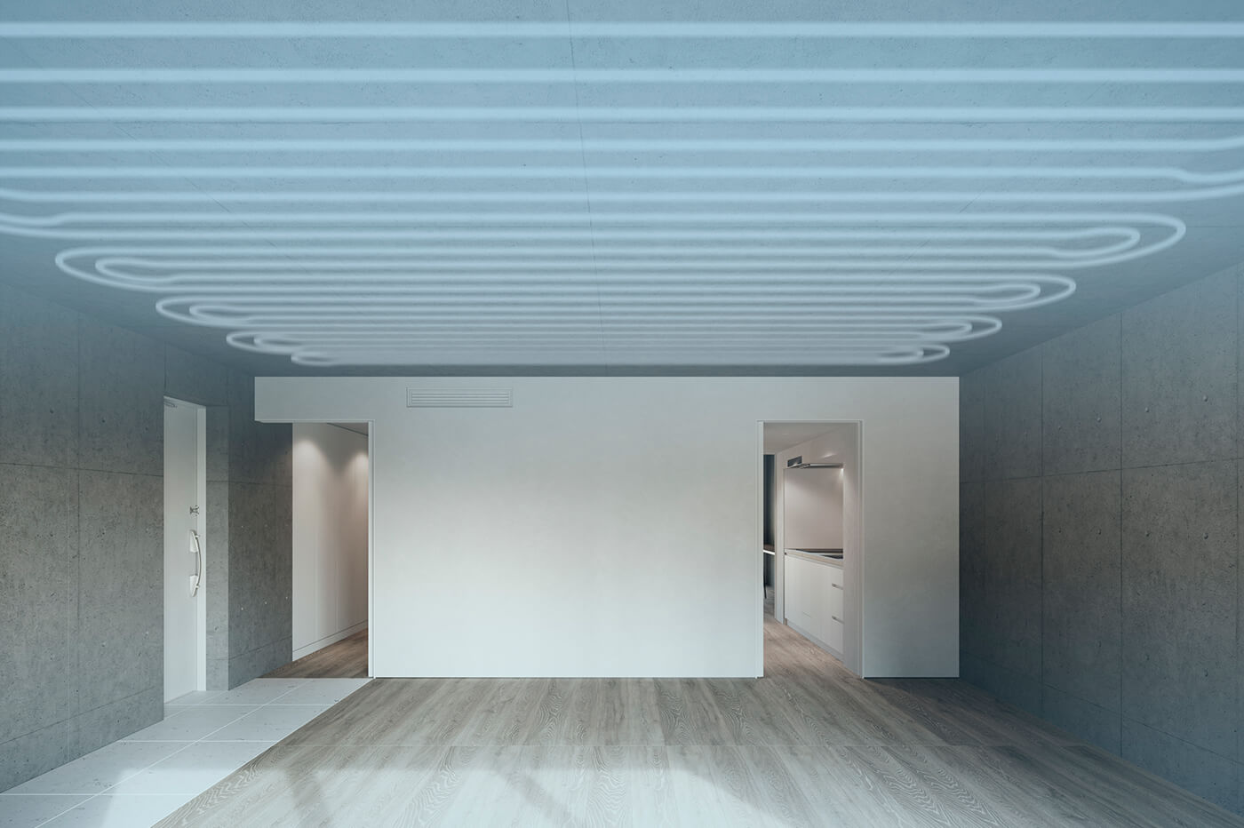 ふく射式冷暖房説明CG